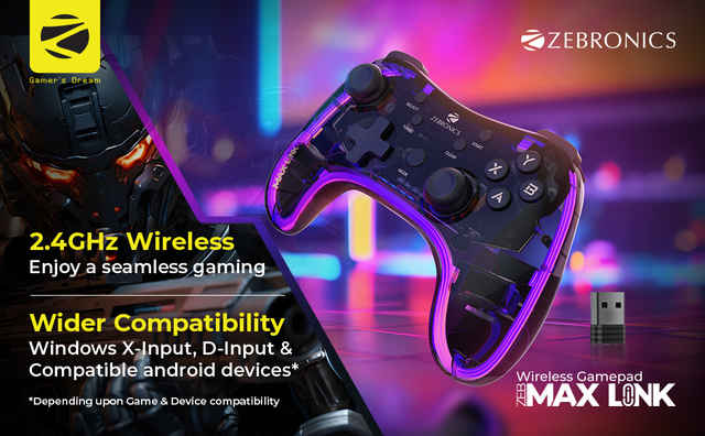 Buy Zebronics Zeb Max Link Plus Wireless Gamepad, RGB, Haptic