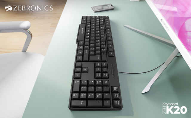 Buy Zebronics K20 Wired Keyboard, 104 Keys, 1.2m Cable, With Rupee