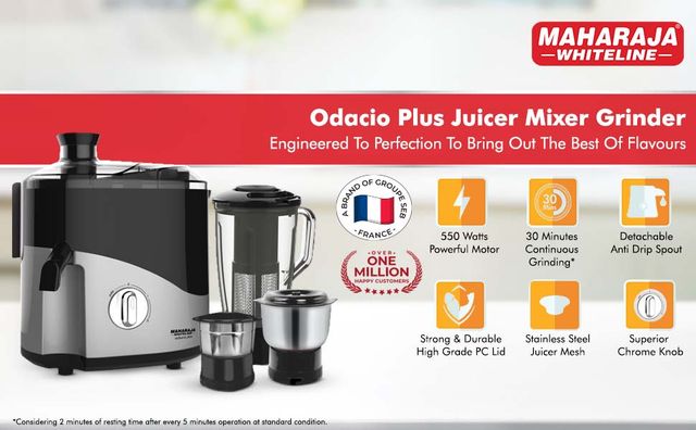 Odacio Maharaja Whiteline Popular Mixer Grinder Happiness Red