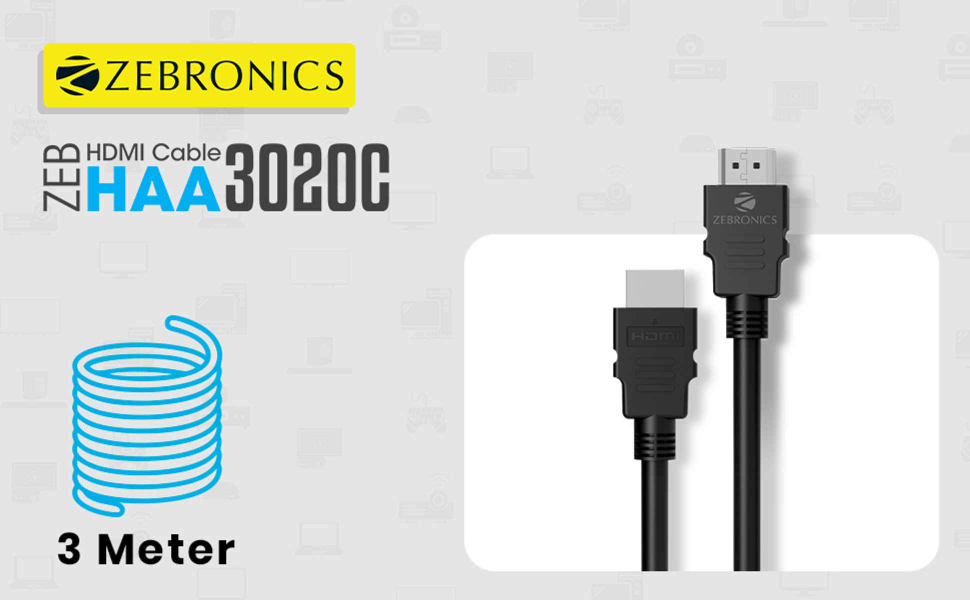 Zebronics -Haa3020C (3 Meter) Hdmi Cable, Supports Arc & Cec Extension ...